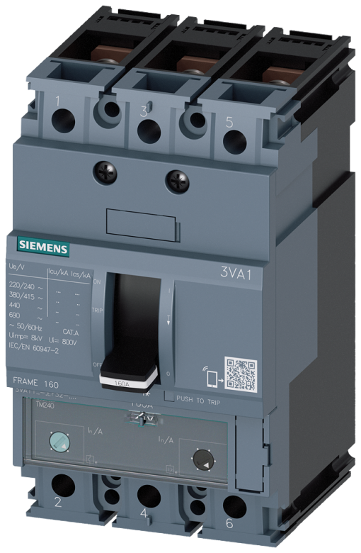Circuit breaker 3VA1 IEC frame 160 breaking capacity class H Icu70kA  415V