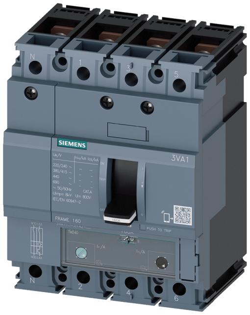 Circuit breaker 3VA1 IEC frame 160 breaking capacity class H Icu70kA  415V