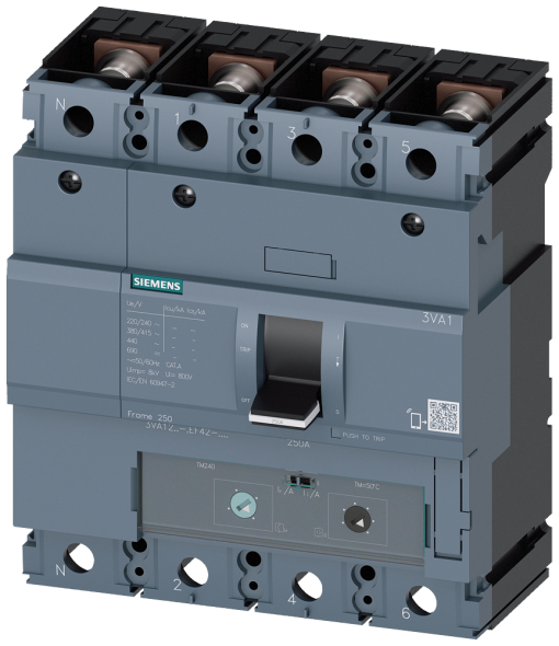 Circuit breaker 3VA1 IEC frame 250 breaking capacity class H Icu70kA  415V