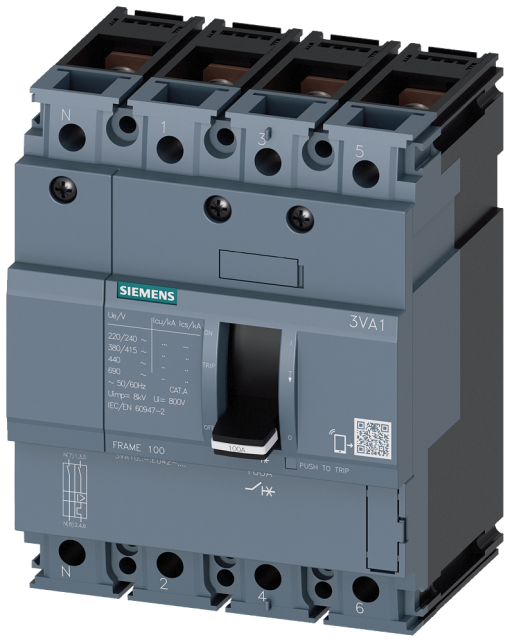 Circuit breaker 3VA1 IEC frame 100 breaking capacity class B Icu16kA  415V