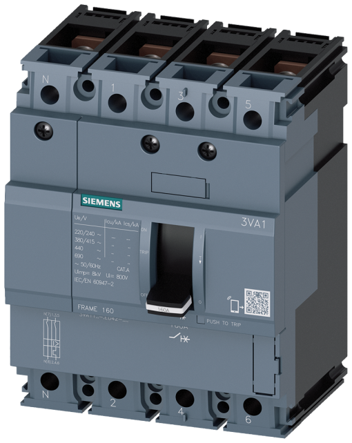 Circuit breaker 3VA1 IEC frame 160 breaking capacity class H Icu70kA  415V