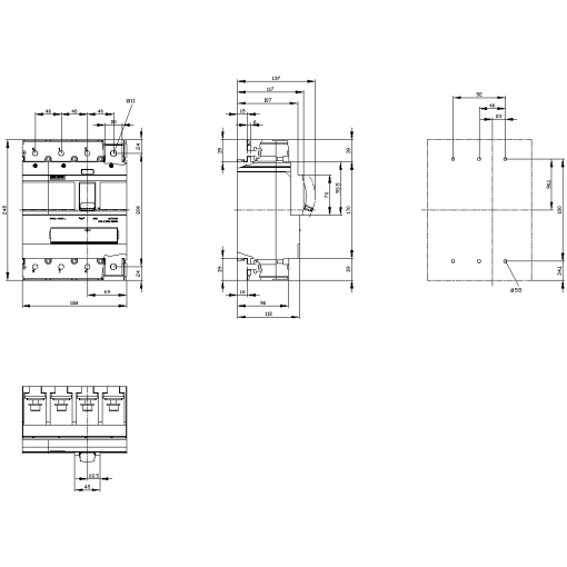 Circuit breaker 3VA1 IEC frame 630 breaking capacity class N Icu36kA  415V