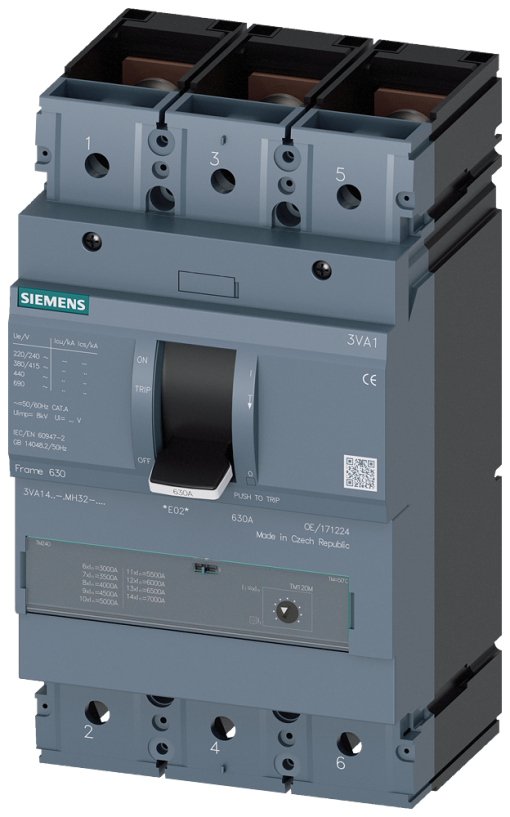 Circuit breaker 3VA1 IEC frame 630 breaking capacity class H Icu70kA  415V