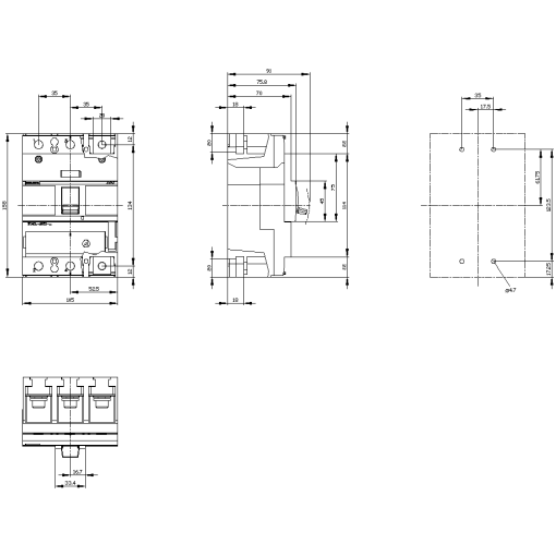 Circuit breaker 3VA1 IEC frame 250 breaking capacity class M Icu55kA  415V