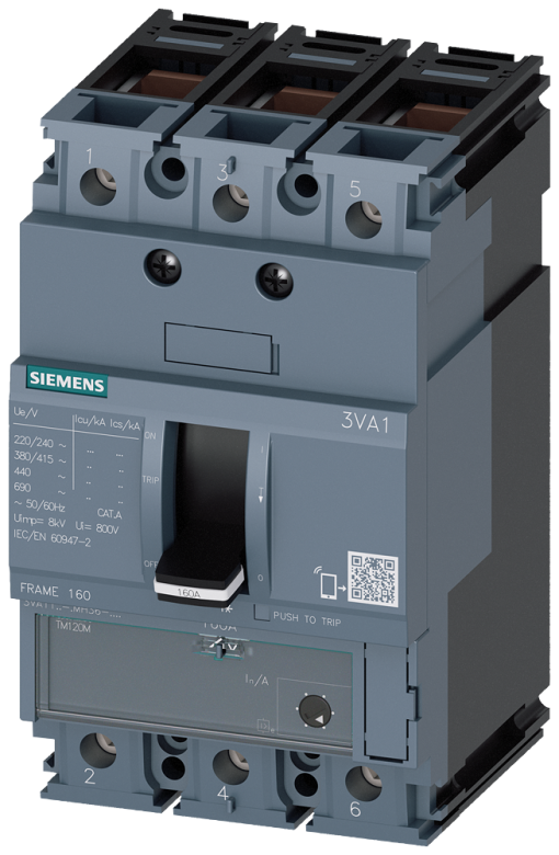 Circuit breaker 3VA1 IEC frame 160 breaking capacity class H Icu70kA  415V