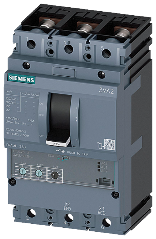 circuit breaker 3VA2 IEC frame 250 breaking capacity class C Icu110kA  415V
