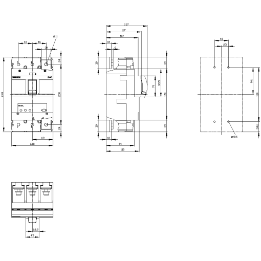 circuit breaker 3VA2 IEC frame 400 breaking capacity class C Icu110kA  415V