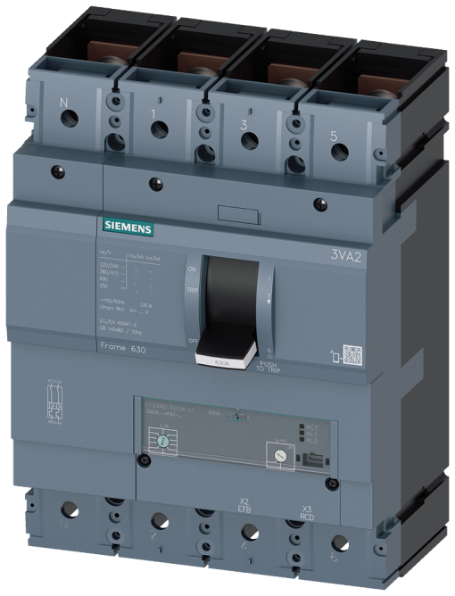 circuit breaker 3VA2 IEC frame 630 breaking capacity class M Icu55kA  415V 
