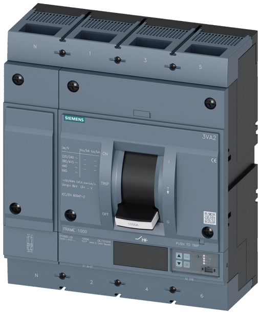 circuit breaker 3VA2 IEC frame 1000 breaking capacity class M Icu55kA  415V