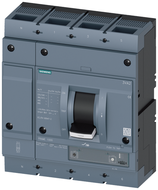 circuit breaker 3VA2 IEC frame 1000 breaking capacity class M Icu55kA  415V