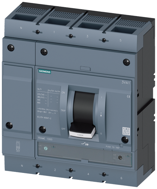 Circuit breaker 3VA1 IEC frame 1000 breaking capacity class C Icu110kA  415V