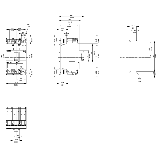 Circuit breaker 3VA5 UL frame 125 breaking capacity class H 65 kA  480 V 3pole