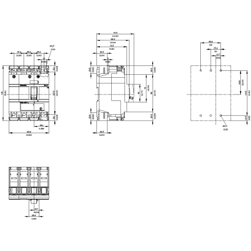 Circuit breaker 3VA5 UL frame 125 breaking capacity class M 35 kA  480 V 4pole