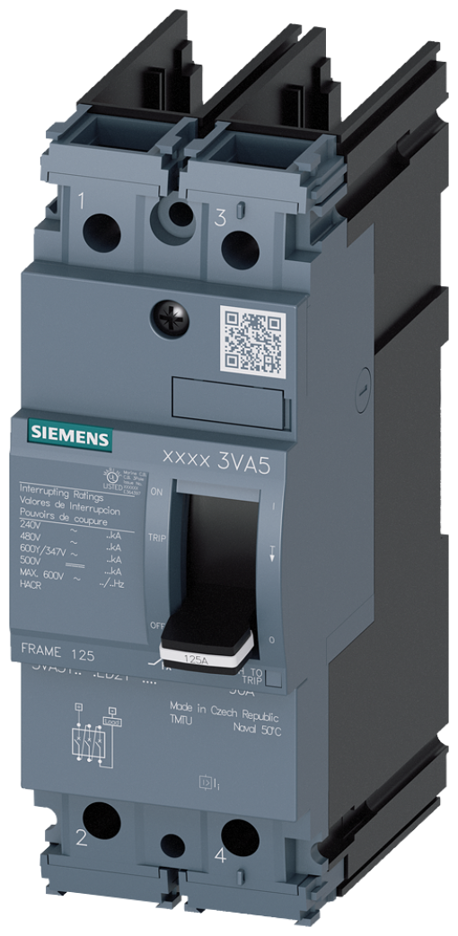 Circuit breaker 3VA5 UL frame 125 breaking capacity class S 25 kA  480 V 2pole