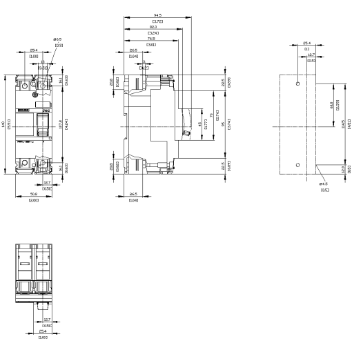 Circuit breaker 3VA5 UL frame 125 breaking capacity class S 25 kA  480 V 2pole