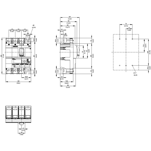 Circuit breaker 3VA6 UL frame 150 breaking capacity class L 150kA  480V 4