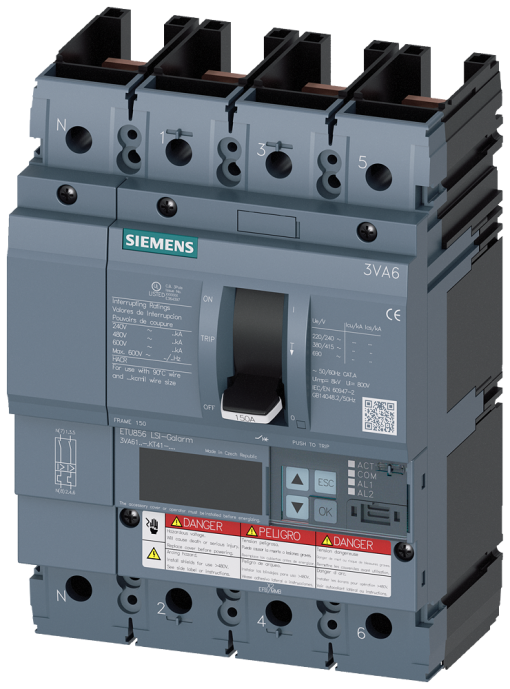 Circuit breaker 3VA6 UL frame 150 breaking capacity class L 150kA  480V 4