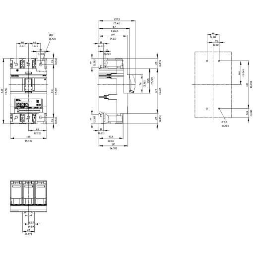 Circuit breaker 3VA6 UL frame 400 breaking capacity class M 35kA  480V 3pole