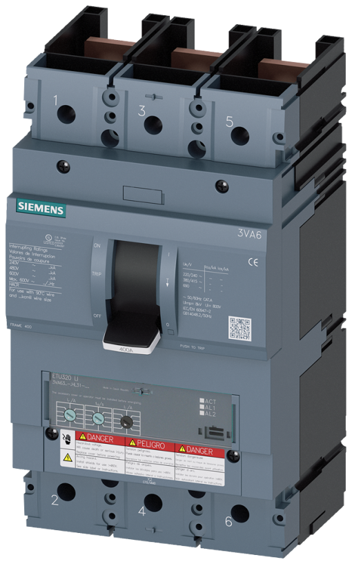 Circuit breaker 3VA6 UL frame 400 breaking capacity class C 100kA  480V 3