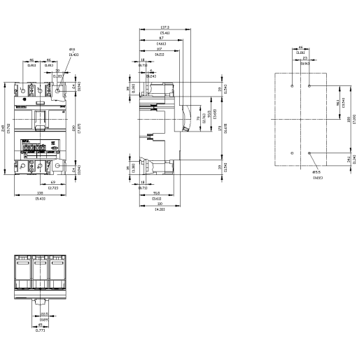 Circuit breaker 3VA6 UL frame 400 breaking capacity class H 65kA  480V 3pole
