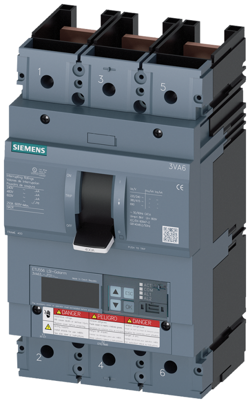 Circuit breaker 3VA6 UL frame 400 breaking capacity class M 35kA  480V 3pole