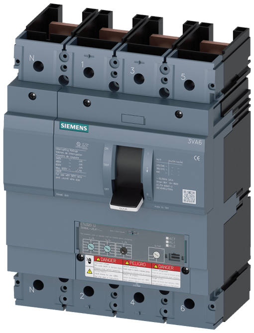Circuit breaker 3VA6 UL frame 600 breaking capacity class M 35kA  480V 4pole