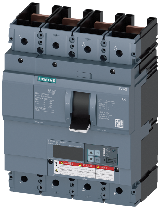 Circuit breaker 3VA6 UL frame 600 breaking capacity class M 35kA  480V 4pole