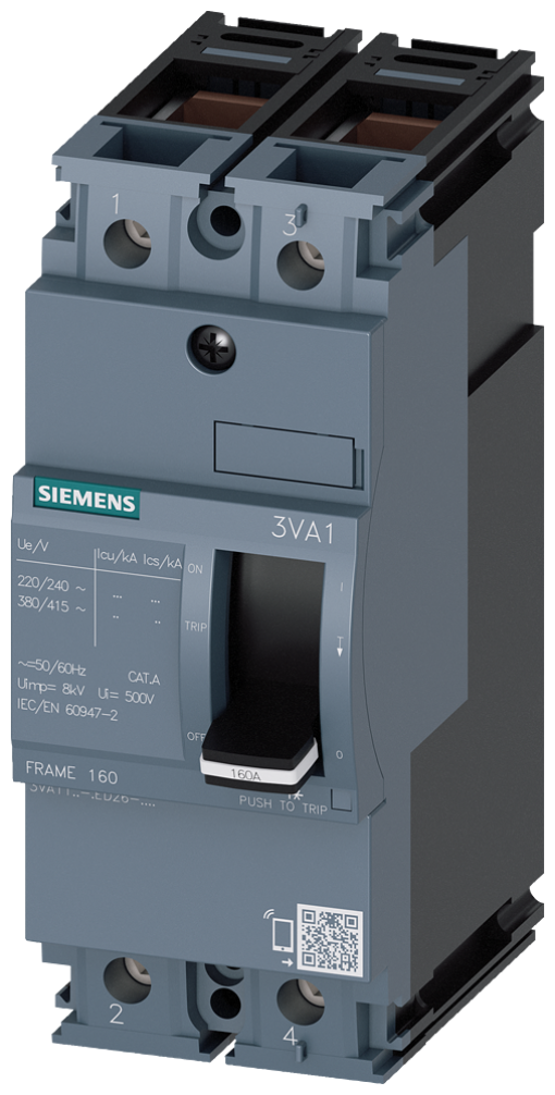 Circuit breaker 3VA1 IEC frame 160 breaking capacity class M Icu55kA  415V