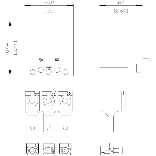 circular conduc terminal TA21 4 AWG300 kcmil with control wire tap for 1 