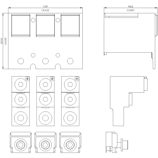 circular conduc terminal TA24 2 x 20600 kcmil with control wire tap for 