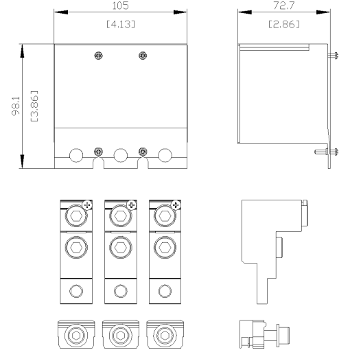 circular conduc terminal TA23 2 x 4 AWG300 kcmil with control wire tap fo