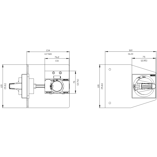 Side wall mounted rotary operator EMERG. OFF IEC IP65 with mounting bracket f...