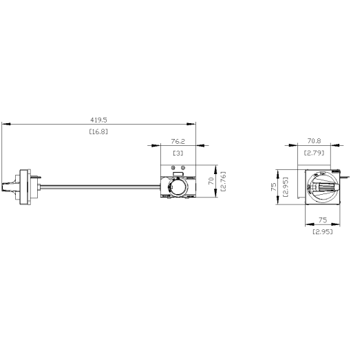 Side wall mounted rotary operator EMERG. OFF IEC IP65 24V DC illumination kit...