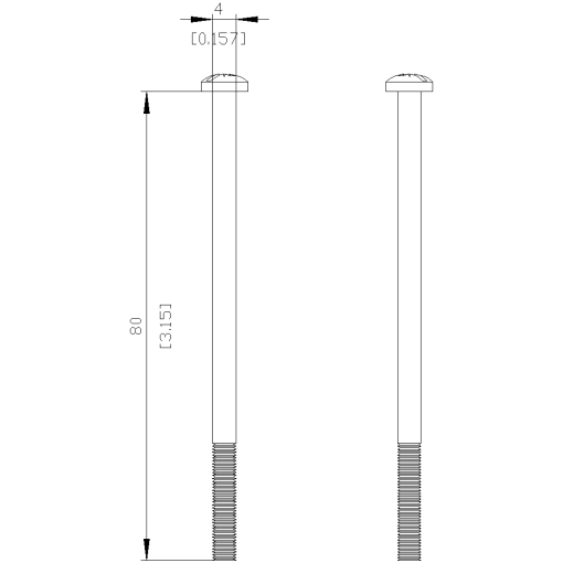 mounting screw kit comprises 2 screws and nuts metric thread M4 x 80 mm acce