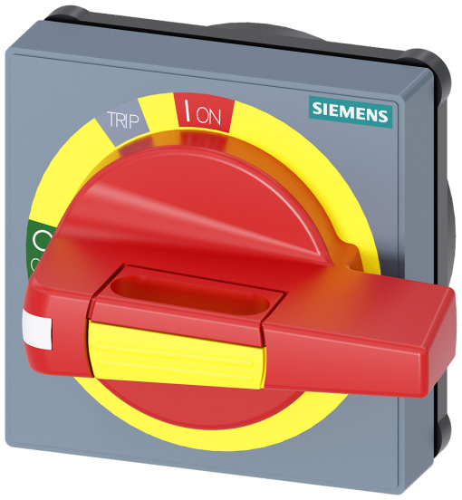 Handle with masking plate EMERGENCY STOP without tolerance compensation with 