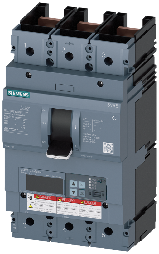Circuit breaker 3VA6 UL frame 400 breaking capacity class E 200kA  480V