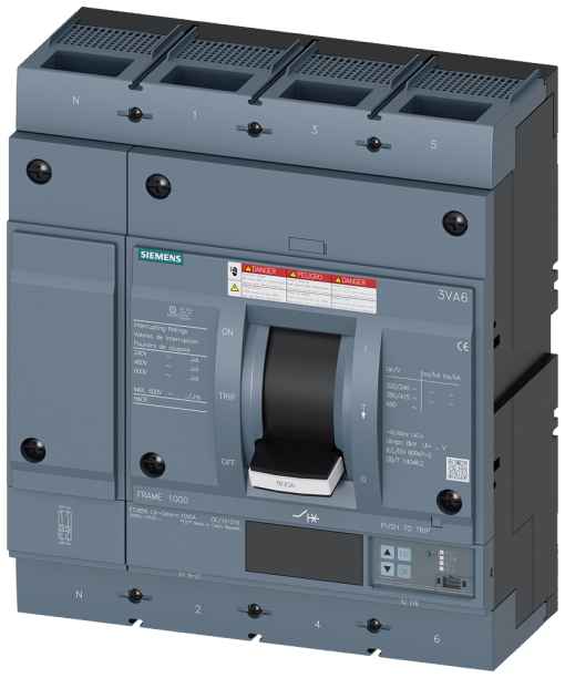 Circuit breaker 3VA6 UL frame 800 breaking capacity class H 65kA  480V 4pole