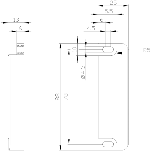 Solenoid rectangular large 25 x 88 mm for magnetic switch 3SE6672CA0