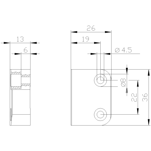 Solenoid rectangular small 25 x 36 mm for magnetic switch 3SE663CA0