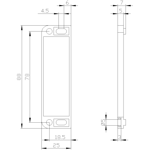 Spacer for magnetic switches 3SE662CA0 and 3SE664CA0