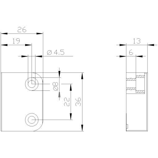 Solenoid rectangular small 25 x 36 mm for magnetic switch 3SE663CA0