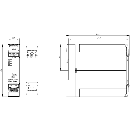 ASi SlimLine Compact module AB slave 4 DI IP20 4x input 3wire sensor 225 mm