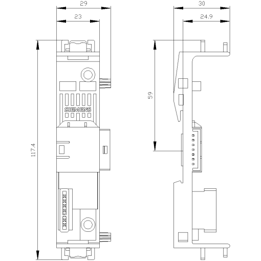 Device connector for ASi SlimLine Compact 225 connection of UASI and Uaux