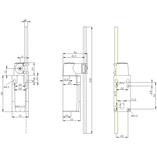 Position switch plastic housing 31 mm device connection functional 40C