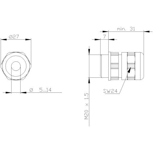 Cable gland M20x15 high IP69 IEC 60529
