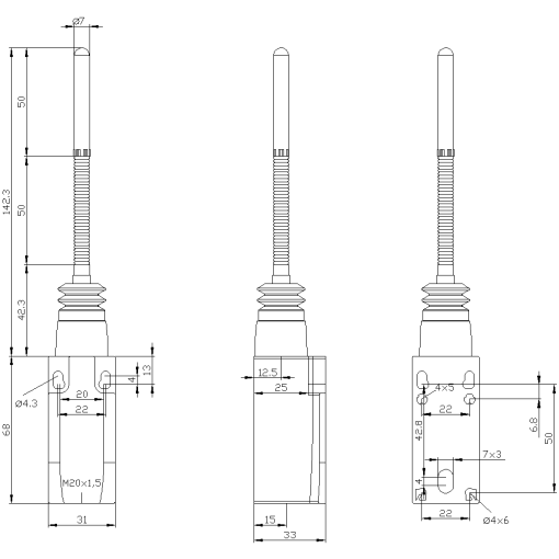 Position switch plastic housing 31 mm device connection functional 40C