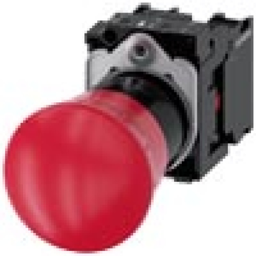 Emergency stop mushroom pushbutton 22 mm round plastic red 1 NC 1 NC