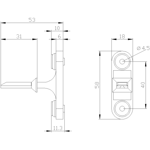Stainless steel actuator IP69 K vertical fixing for safety position switch