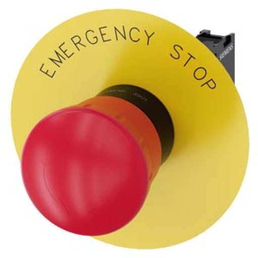 Emergency stop mushroom pushbutton 22 mm round plastic red 1 NC 1 NC