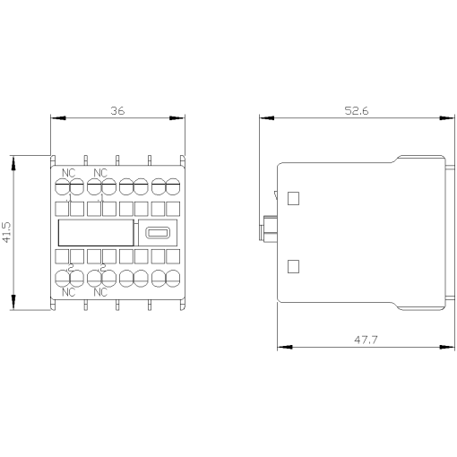 Auxiliary switch 2 NC current paths 1 NC 1 NC for contactor relaysmotor co
